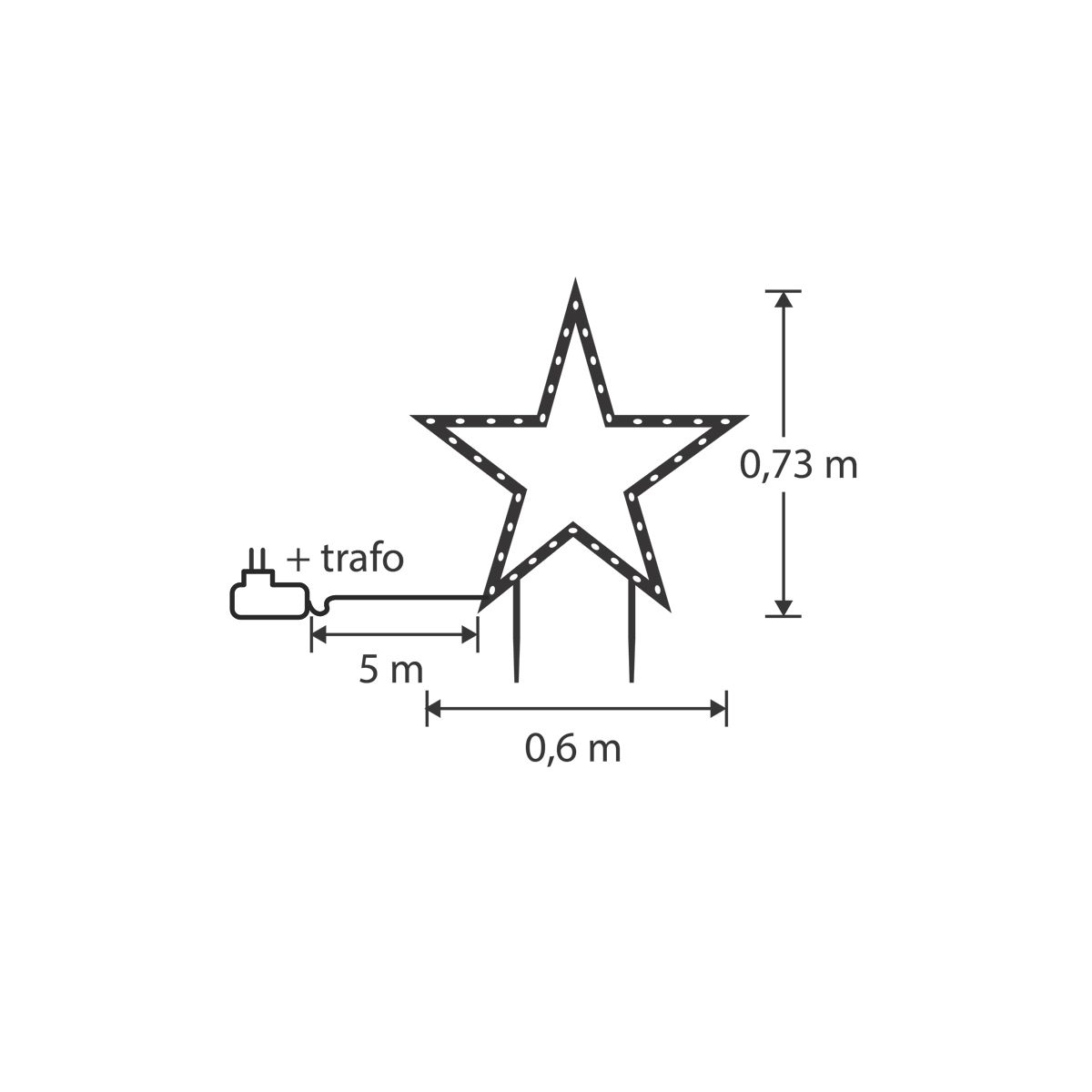 Kerst prikspot ster kerst zwart 60cm incl. LED IP44 - Kas