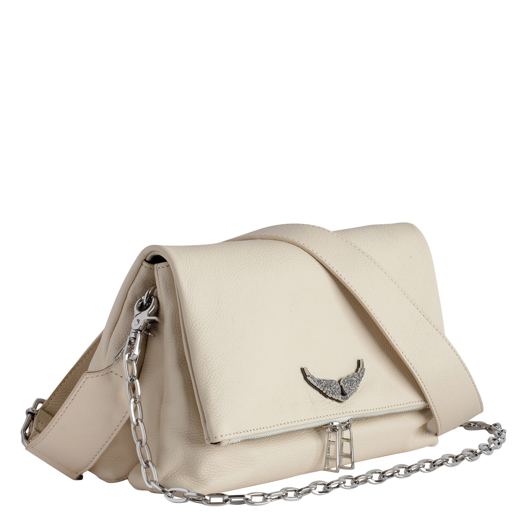 ROCKY SWING YOUR WINGS - Sac pochette en cuir zippé | Blanc