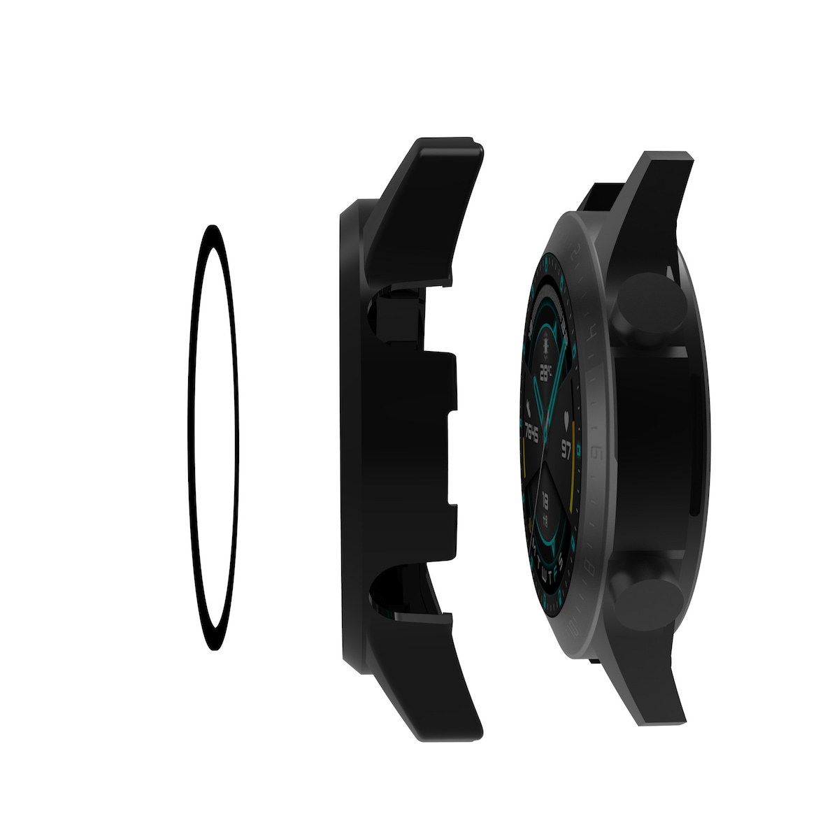 Veske med skjermbeskytter til Huawei Watch GT2 46 mm Sort