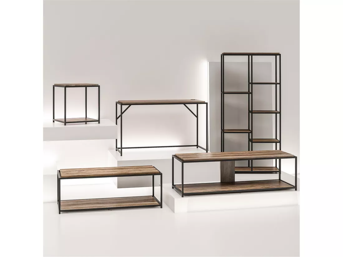 Quincy | Bureau en effet chêne et structure en métal