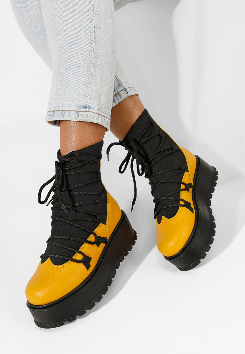 Bottines femme en cuir jaunes Amelia