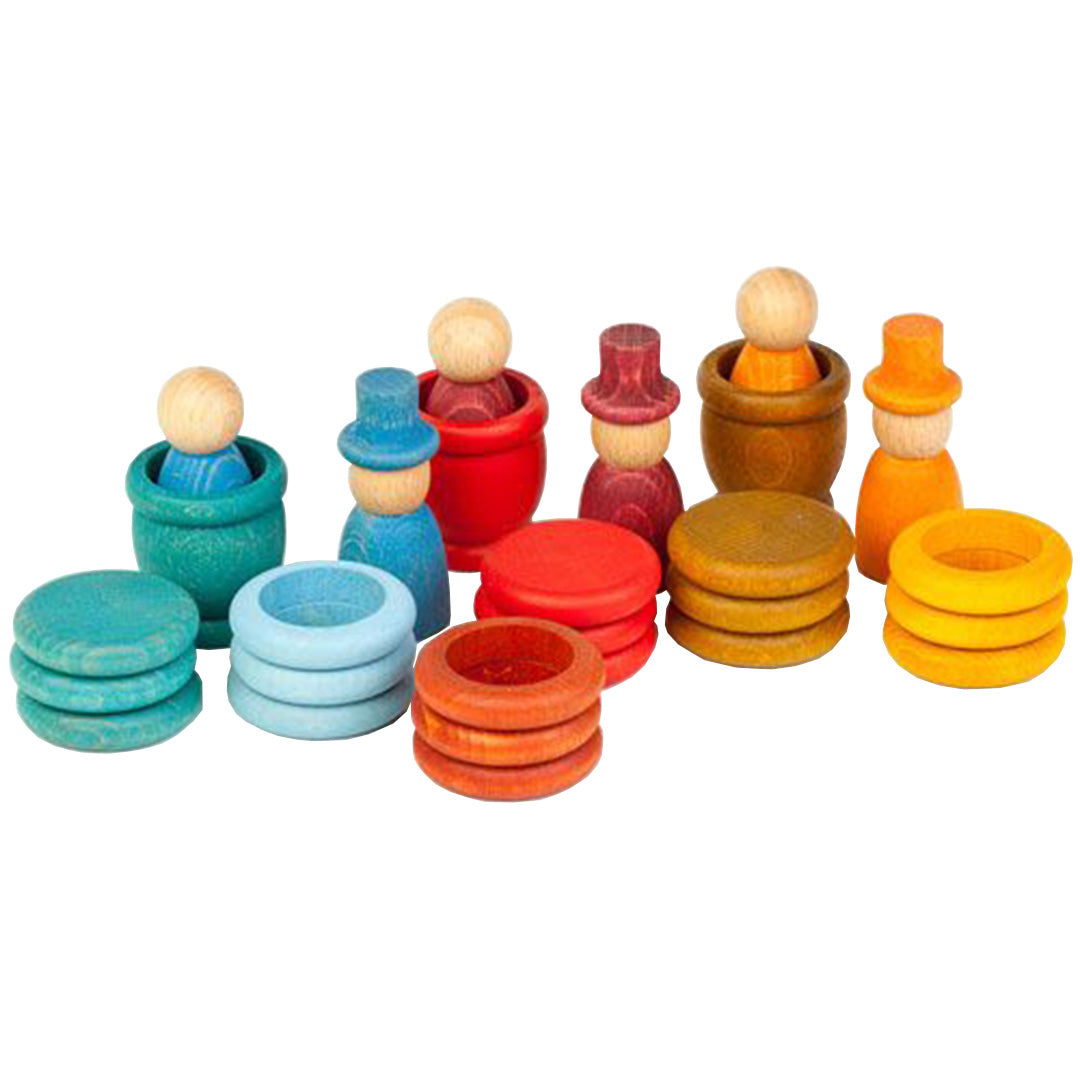 Grapat houten nins® poppetjes met ringen en schijfjes - zomer 16-162