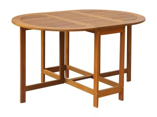 Table de jardin ovale pliable acacia massif clair Woun 130cm