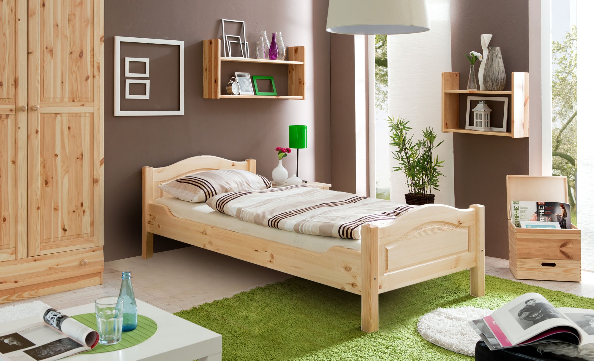 Ticaa Massivholzbett »Rita« Doppelbett, aus Kiefer Massivholz, inkl. Rollrost
