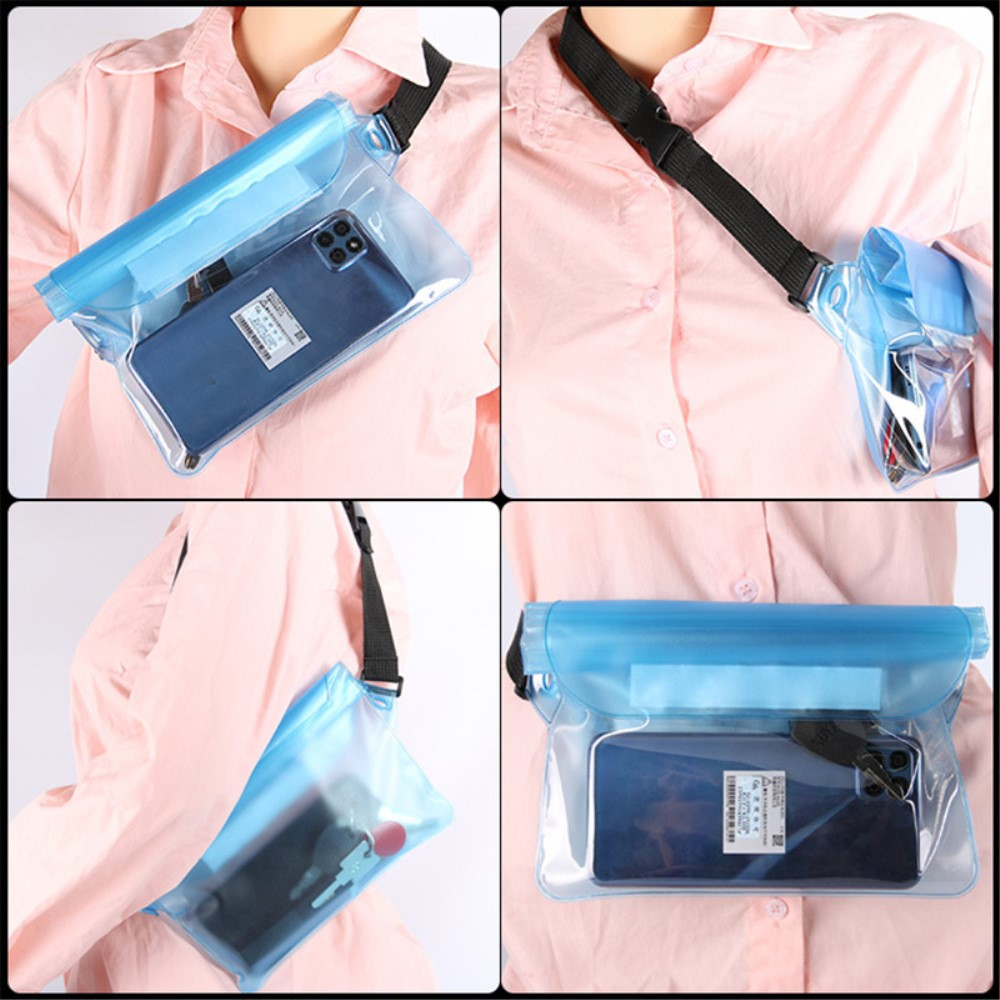 (22x15.5cm) Wasserdichte Bauchtasche Dry Bag Schultertasche mit Tragegurt (IPX8) - Blau