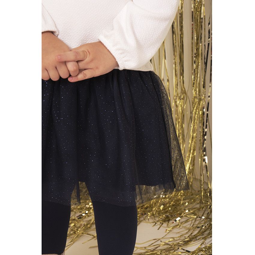 Robe de Fêtes bi-matière pour bébé fille - Ecru
