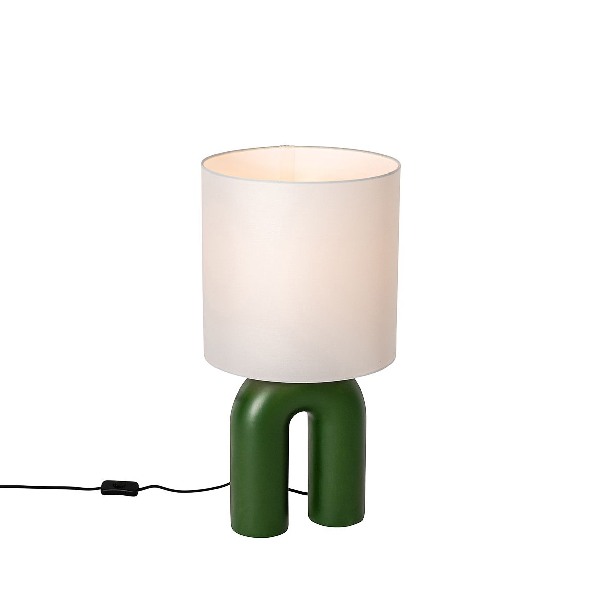 Scandinavische tafellamp groen met linnen kap wit - Lotti