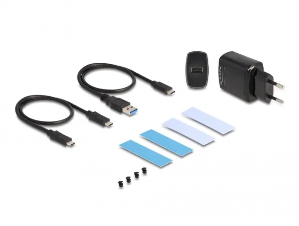 Delock - Lagringspakning - M.2 - M.2 NVMe Card / PCIe (NVMe) - RAID JBOD, RAID 0, 1 - USB 3.2 (Gen 2x2) - sort