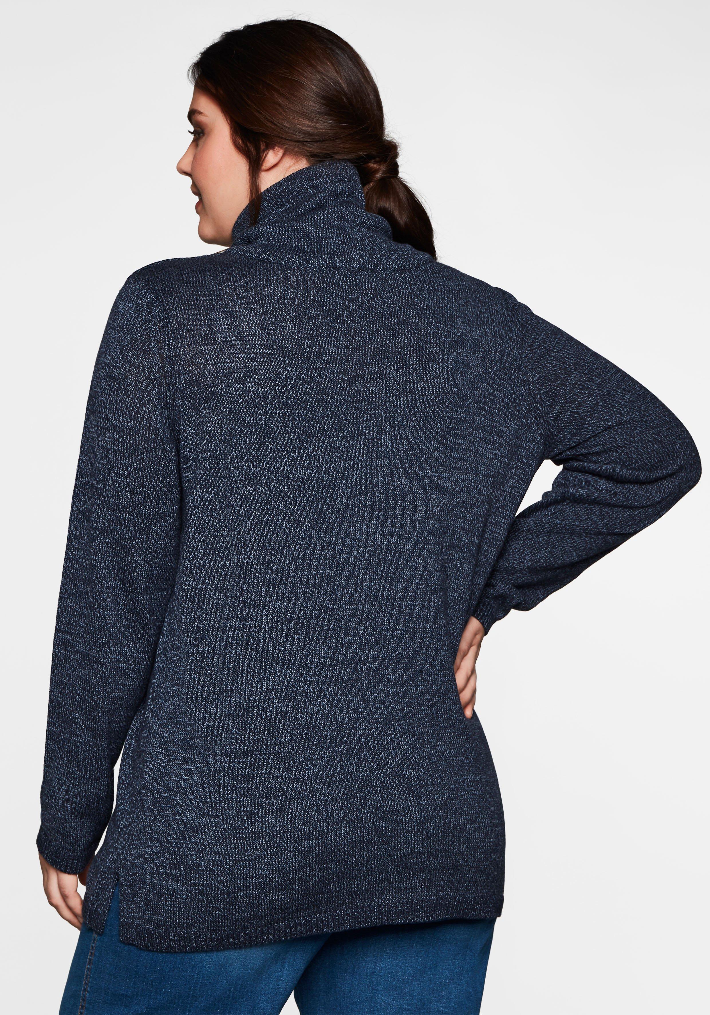Pullover mit weitem Kragen, in melierter Optik