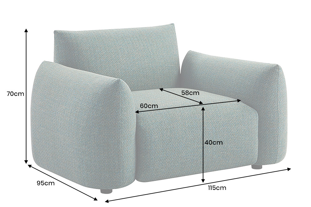In- und Outdoor Gartensessel SEAHAWK türkis Aluminium Olefin 1-Sitzer Sofa wetterfest