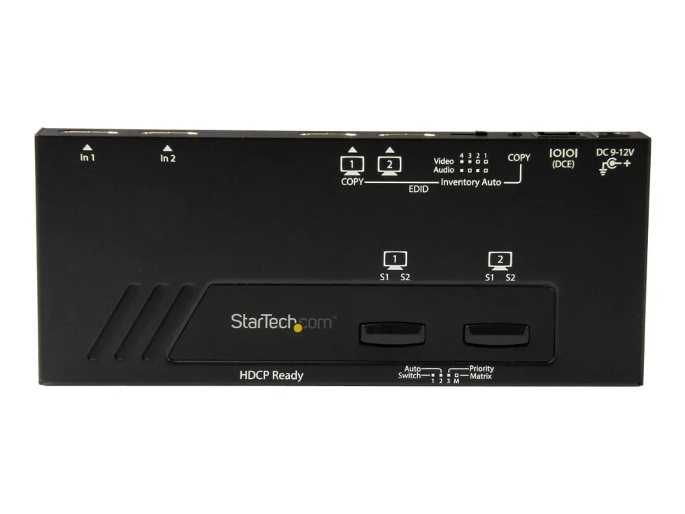 StarTech.com 2x2 HDMI Matrix Switcher - 4K UltraHD HDMI Switch with Fast Switching, Auto-Sensing and Serial Control (VS222HD4K) - Video-/audioswitch - 2 x HDMI - desktop