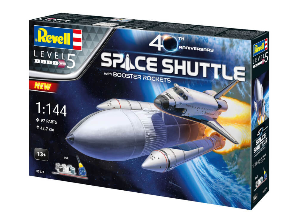 Geschenkset Space Shuttle& Booster Rockets, 40th. , Revell Modellbausatz mit Basiszubehör