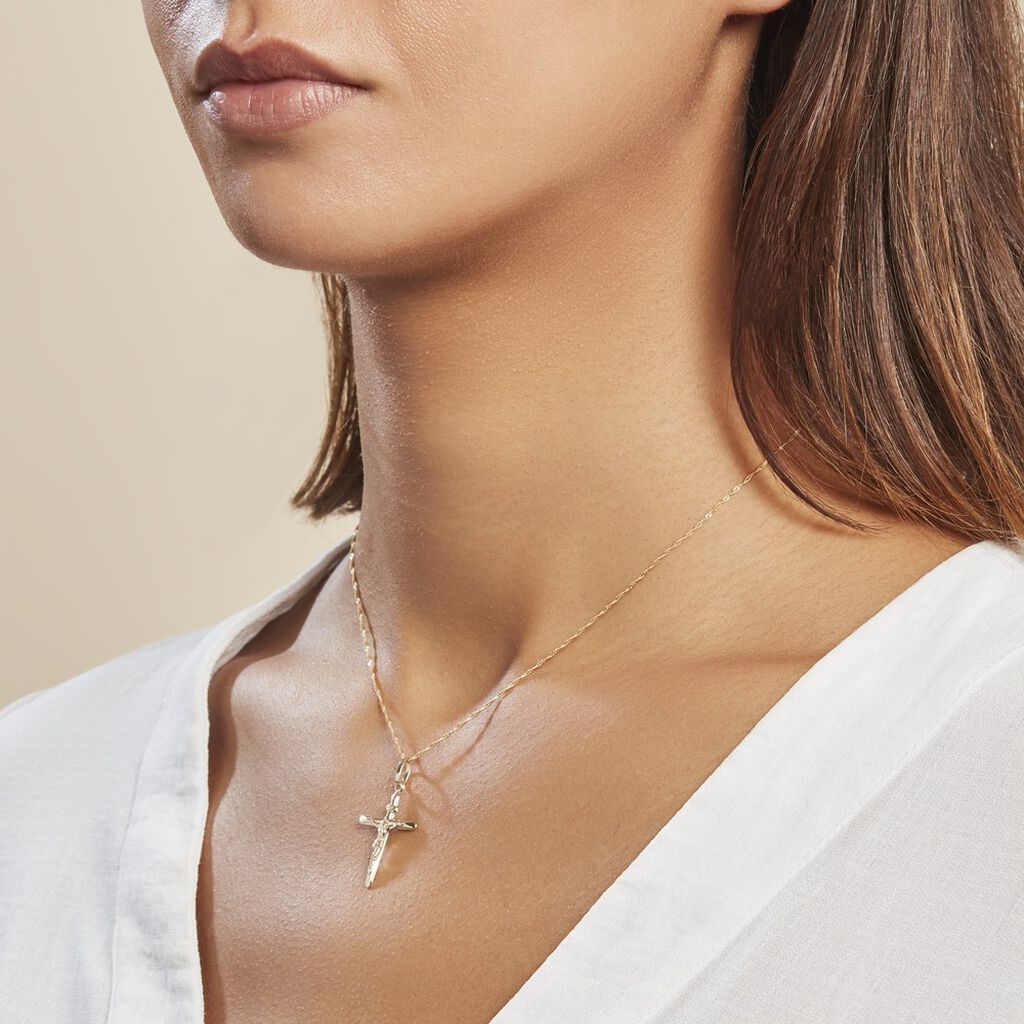 Pendentif Damian Croix Or Jaune