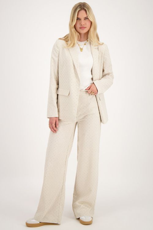 Beige linnen pantalon met studs
