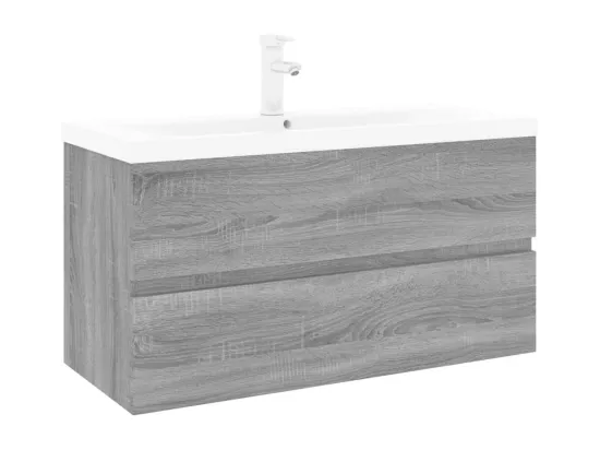 Meuble lavabo avec bassin intégré Sonoma gris Bois d'ingénierie