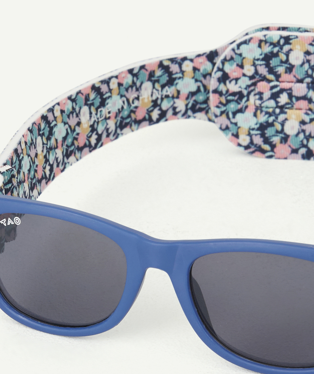 LUNETTES DE SOLEIL BLEU AVEC CORDON FLEURI EN NÉOPRÈNE UV3
