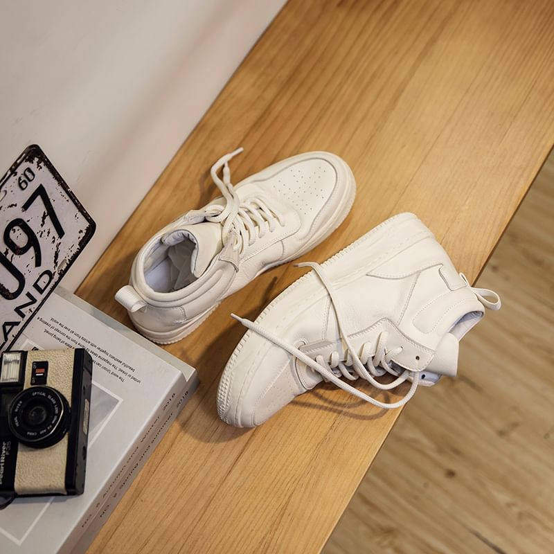 VEAZ - Platform enkelsneakers van echt leer