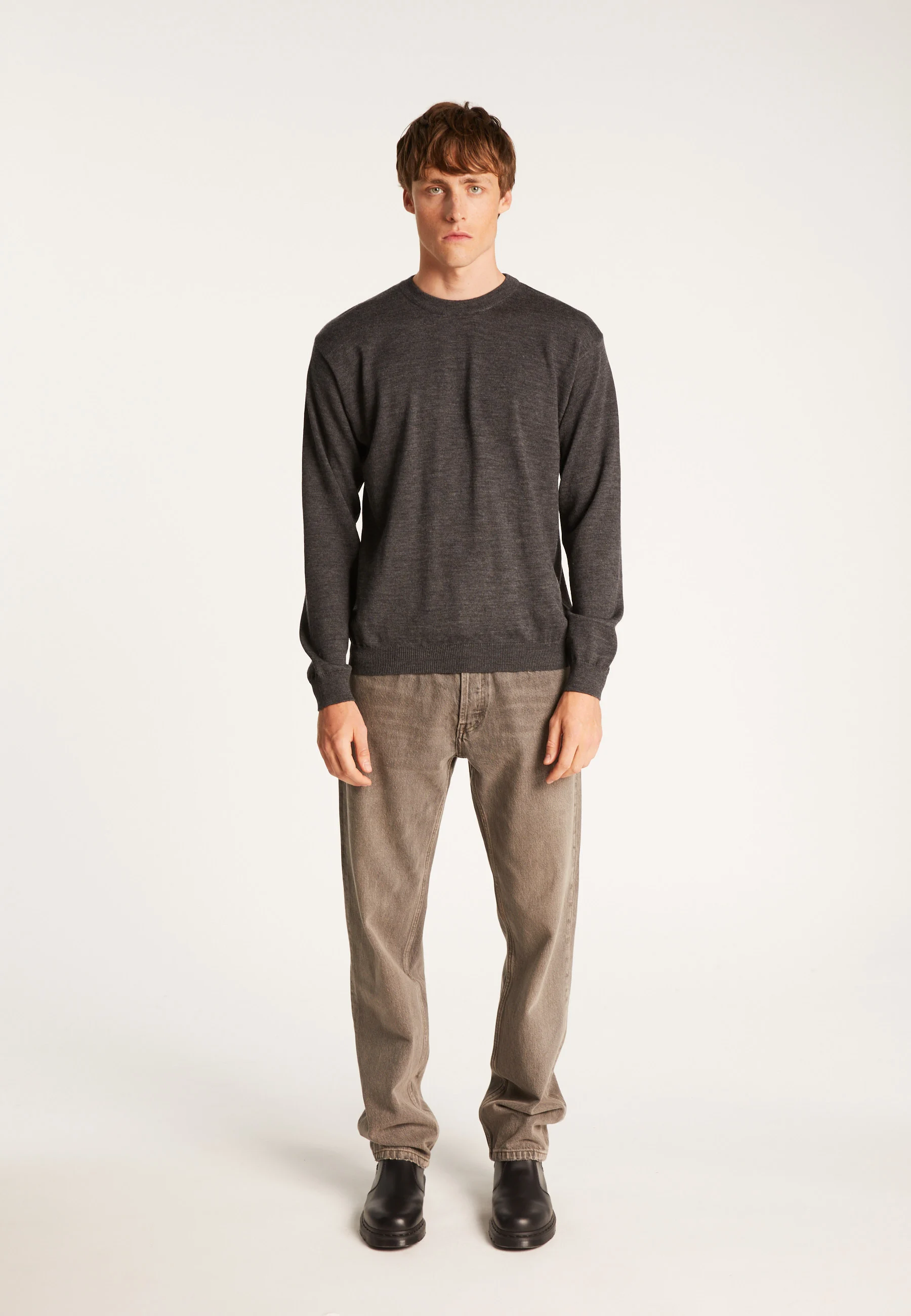 THIERRYAH24 - Pull col rond en laine mérinos | Gris