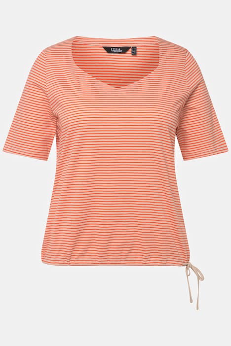 Ringelshirt, Herzausschnitt, Classic, Saumband, Halbarm