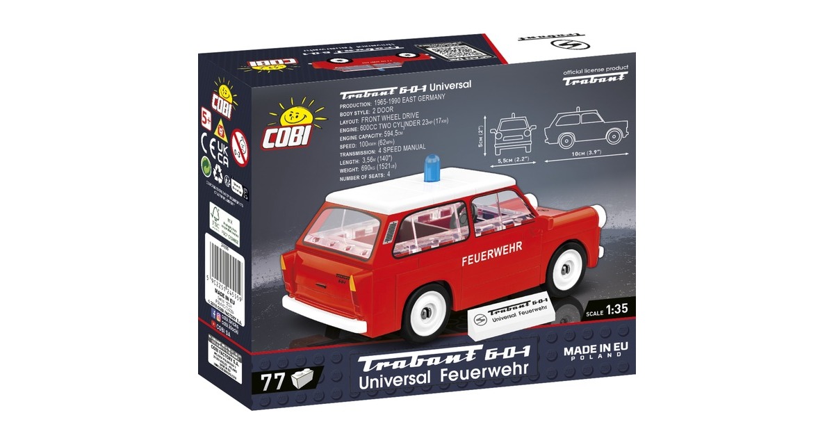 COBIYoungtimer Collection - Trabant 601 Universal Feuerwehr Constructiespeelgoed  (Schaal 1:35)