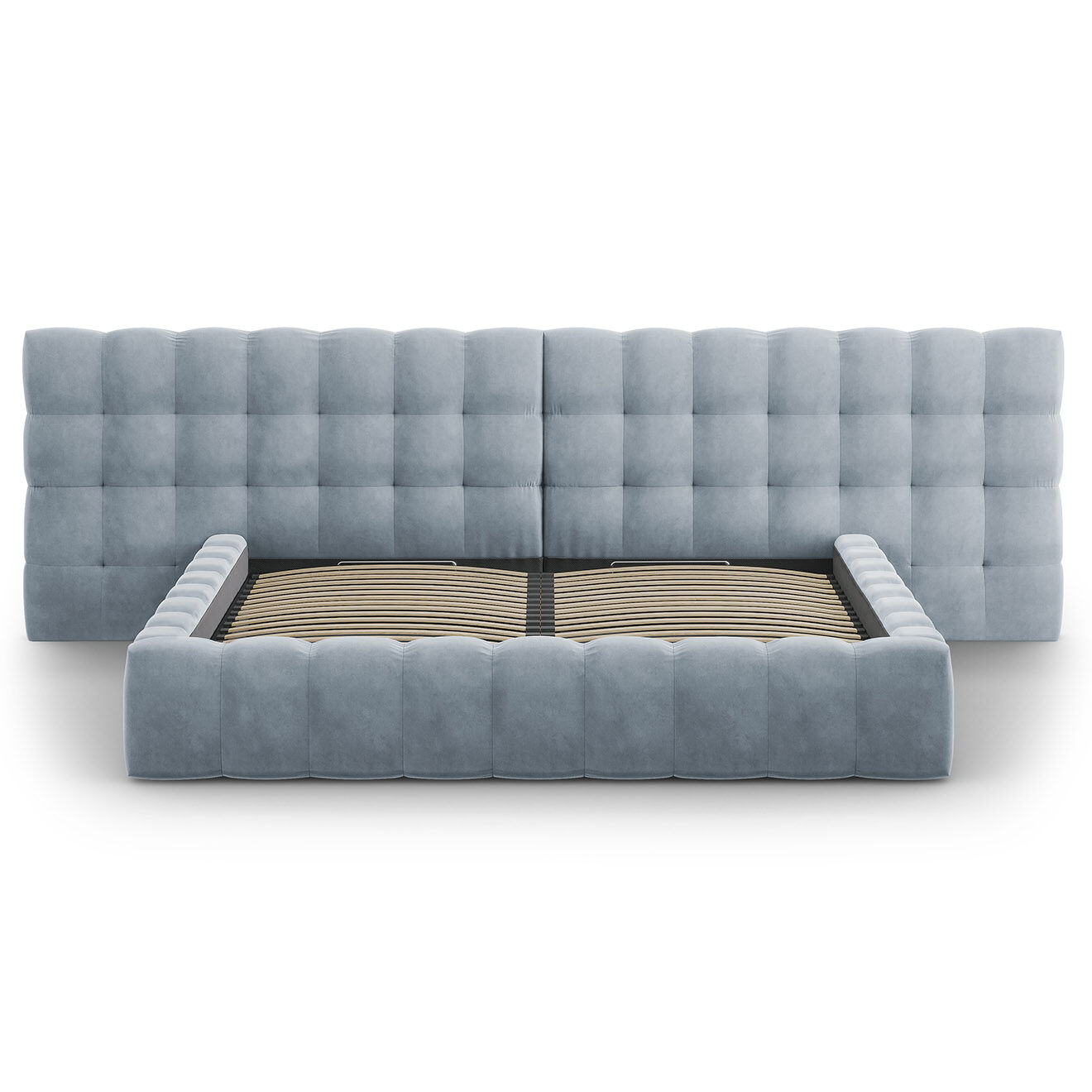 Cosmopolitan Design Lit avec coffre de rangement Bali Velours bleu clair - 200x200 cm