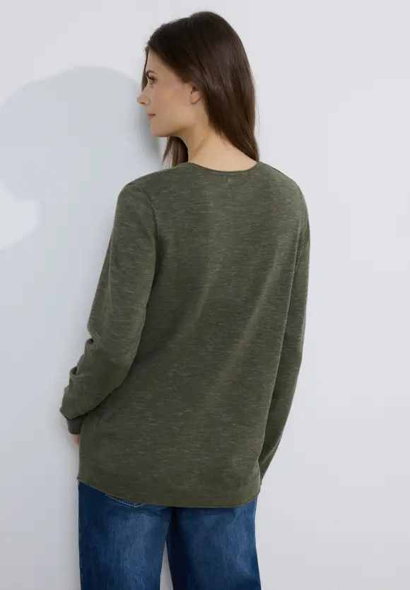 Struktur Pullover - Heather strong khaki melange