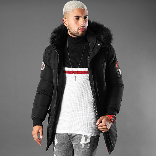 Parka Capuche Fourrure Sharkson Noir