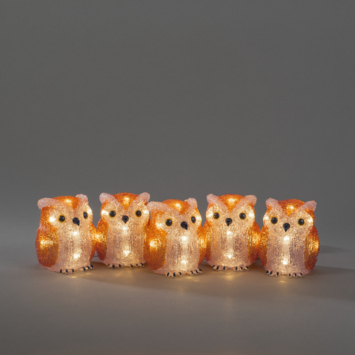 LED acryl set van 5 uilen warm wit