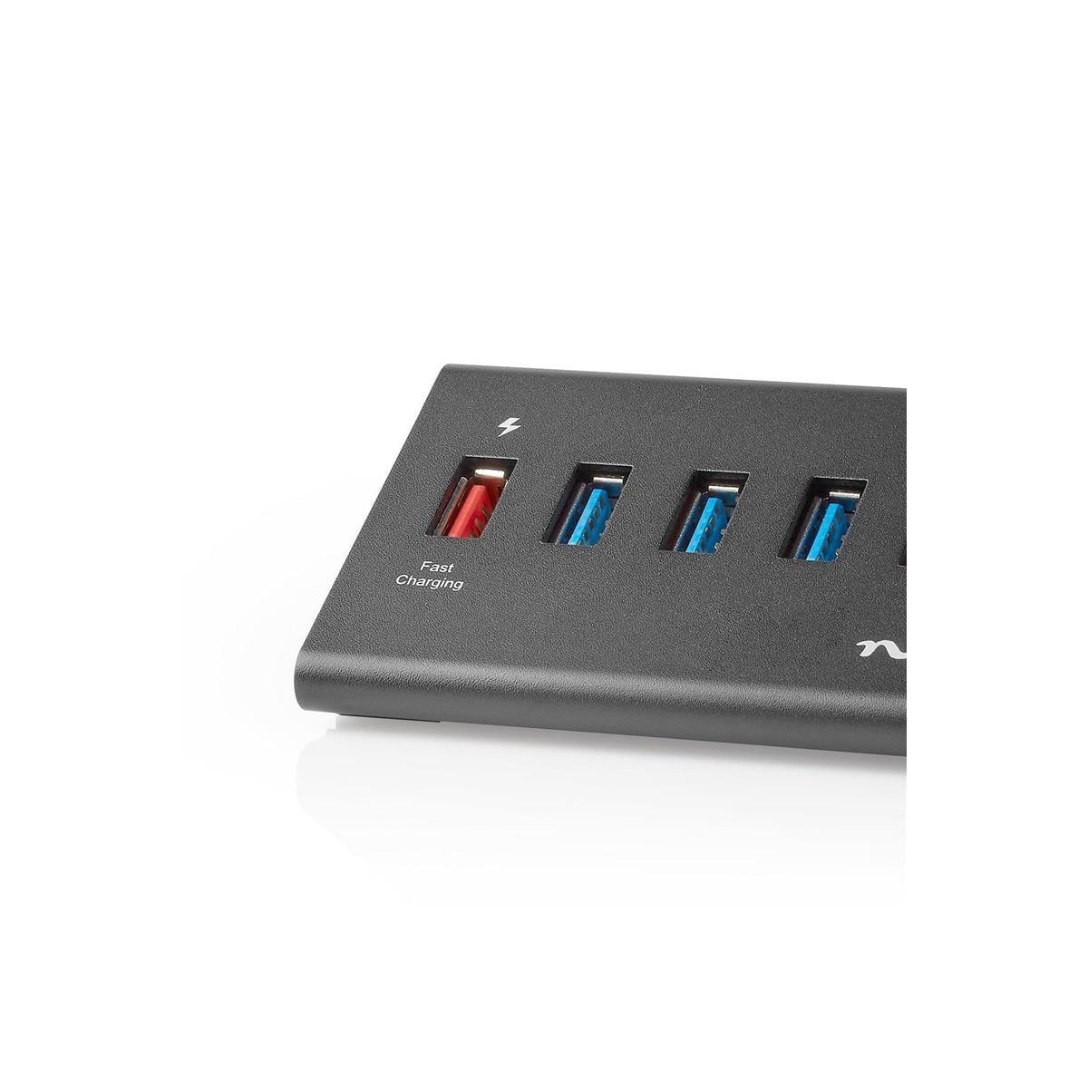 Nedis USB-hub | USB Micro-B Female | USB-A Hun | 5-Port port(s) | QC3.0 / USB 3.2 Gen 1 | Nettstrøm drevet / USB-Strøm | 5 Gbps | 5x USB