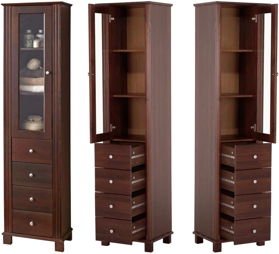 Lomadox Landhaus Badmöbel Komplett Set inkl. 85 cm Keramik-Waschtisch, Pinie Massivholz braun, B/H/T ca. 237/180/49cm