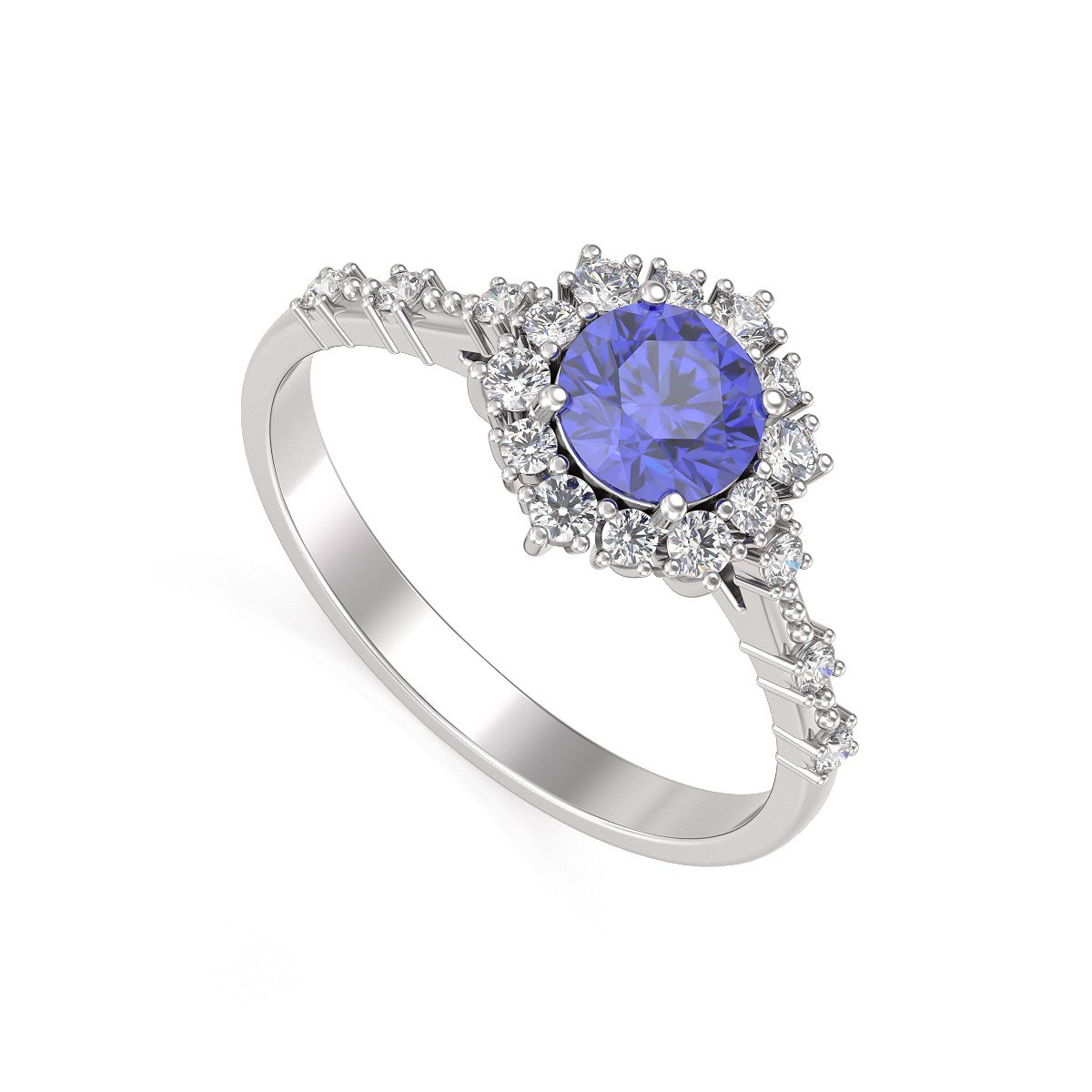 Bague ADEN Tanzanite et diamants sur Argent 925 3.25grs