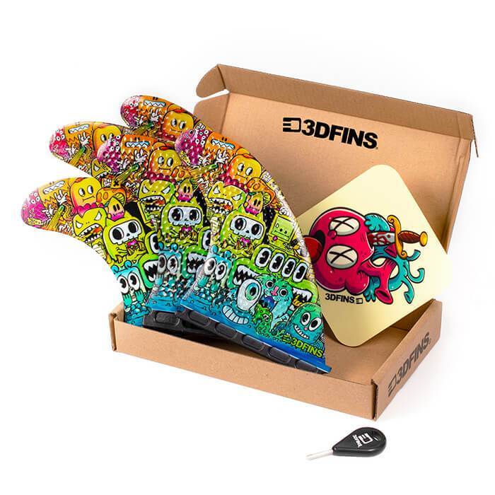 3DFINS Go Hard Monster - 5 Fins combo Futures - Medium