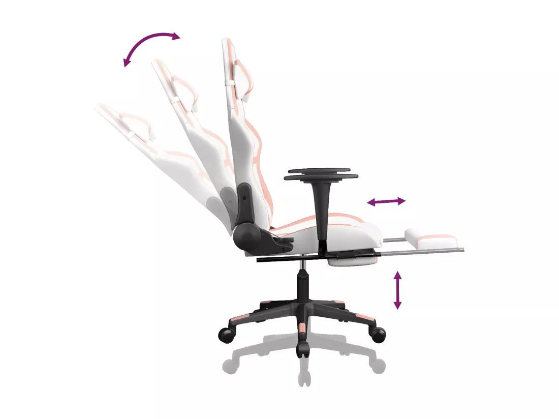 Chaise de jeu de massage avec repose-pied Blanc&Rose Similicuir