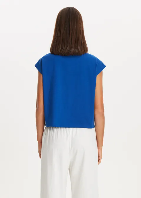T-shirt met knoopdetail blauw (BLW.D)