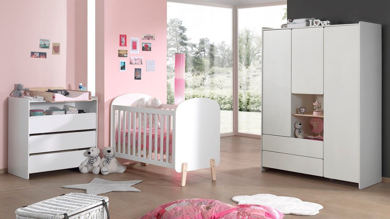 Complete babykamer Kiddy met commode, opzet en kast 3-deurs wit