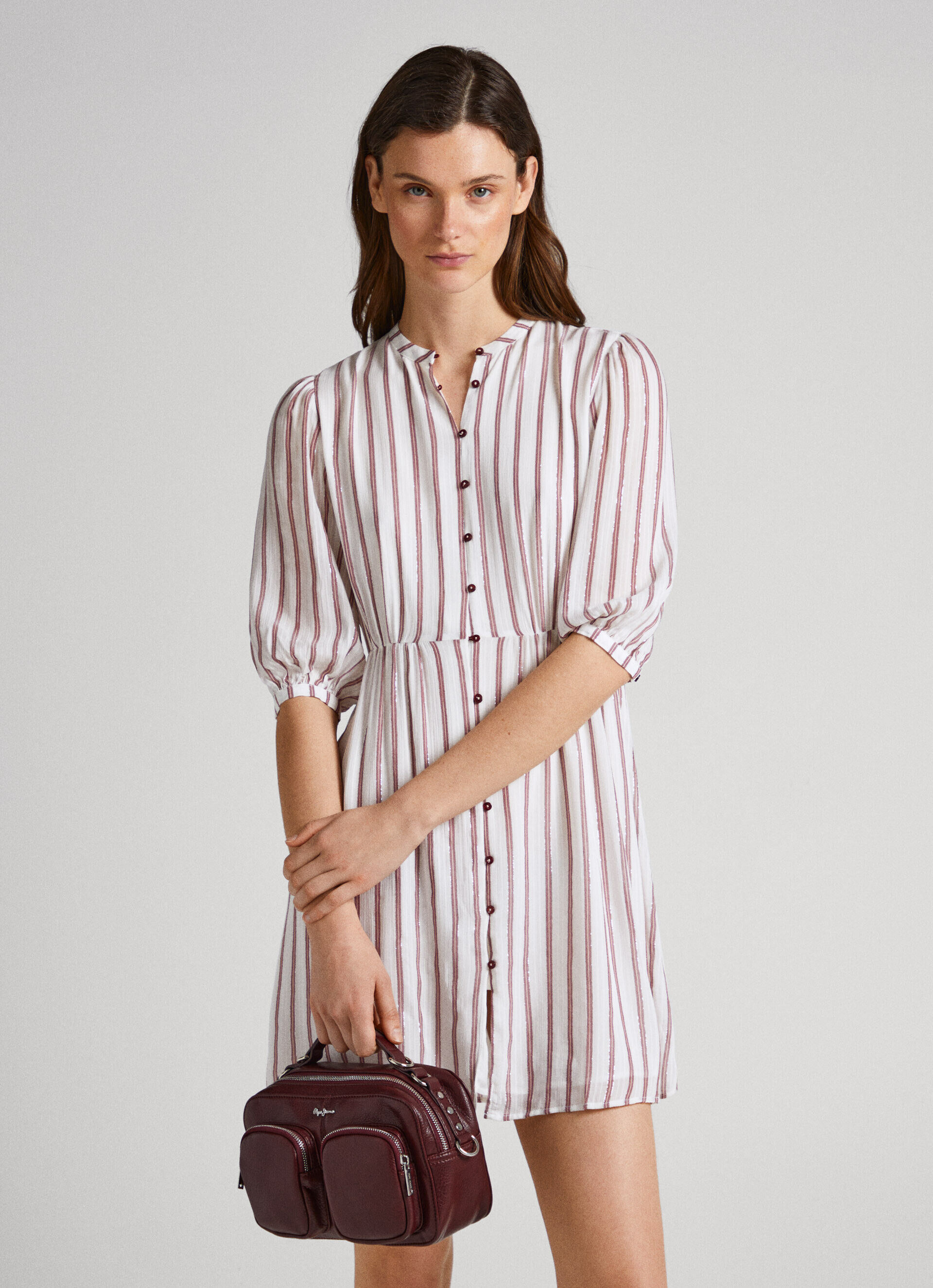 VESTIDO ESTAMPADO COM LISTRADOS - multicolorido