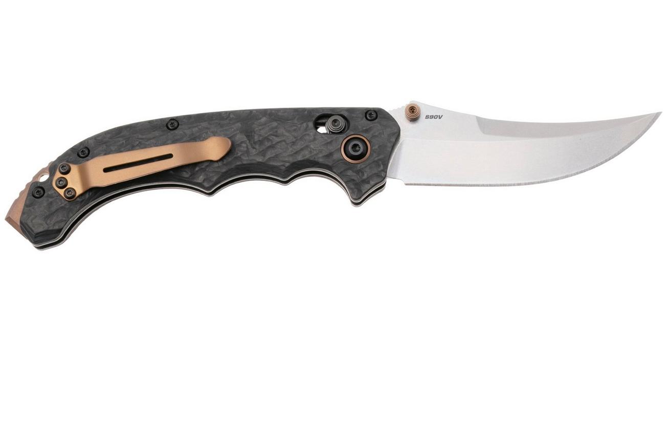 Benchmade Mini Bedlam 865-02 Stonewashed CPM S90V, 3K Twill Carbon Fiber, zakmes