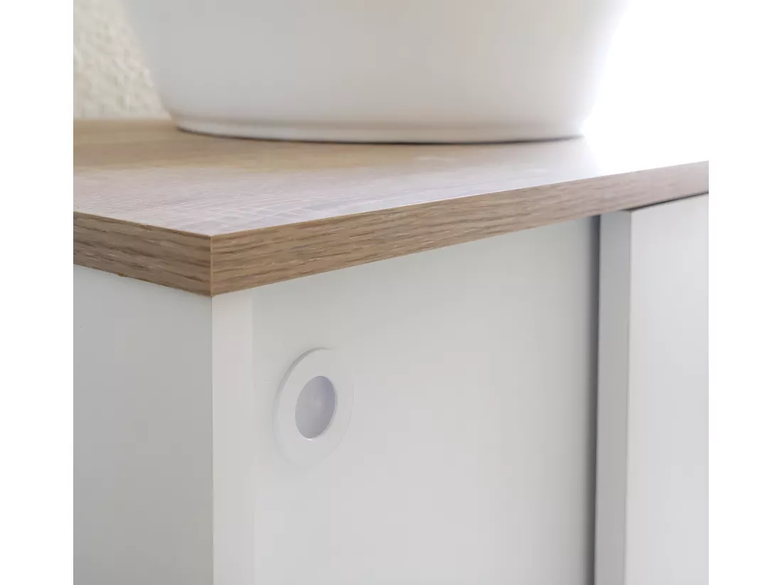 Meuble Vasque 2 portes coloris Blanc / Cambrian - Hauteur 94 x Longueur 81 x Profondeur 50 cm