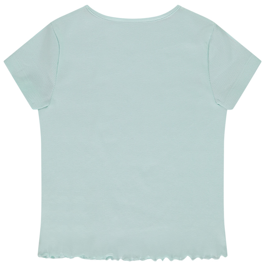 T-shirt manches courtes côtelé et ajouré pour fille