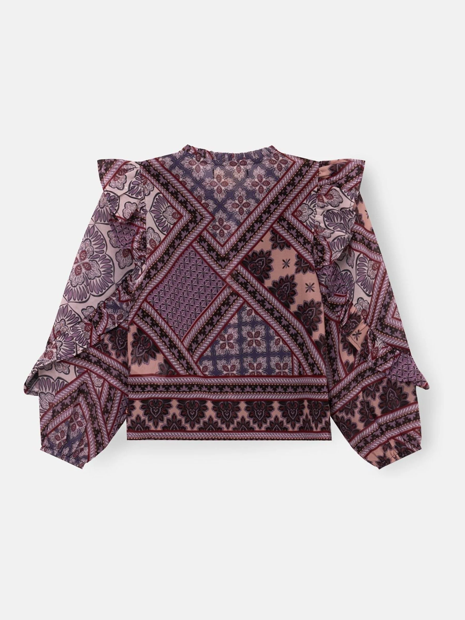 Angel & Rocket Adrienne Frill Sleeve Boho Print Blouse
