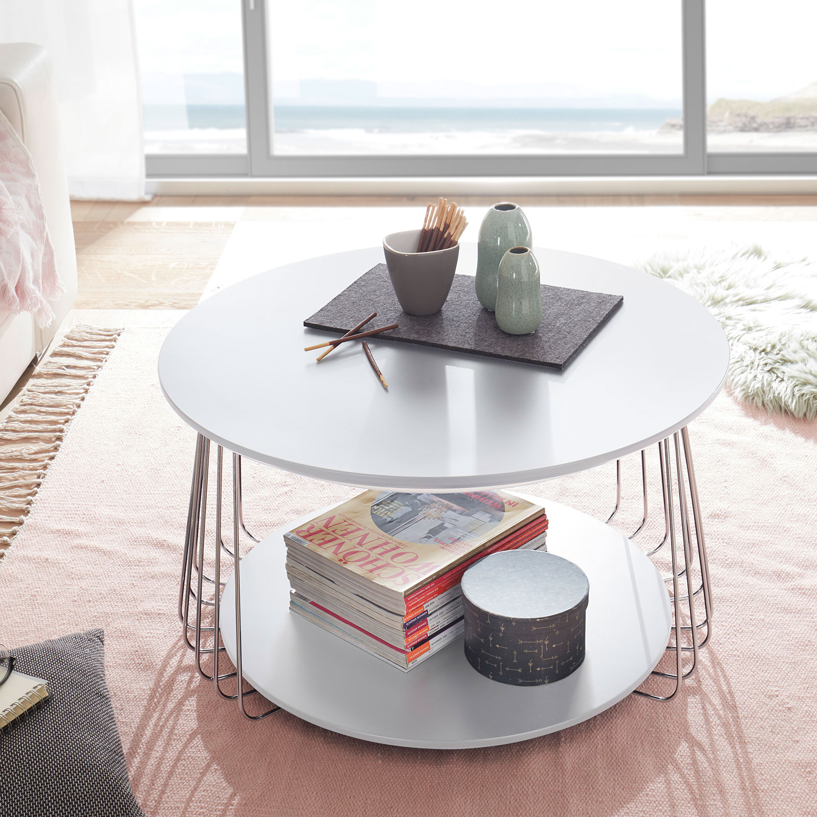 Couchtisch - weiß - rund - 70 cm