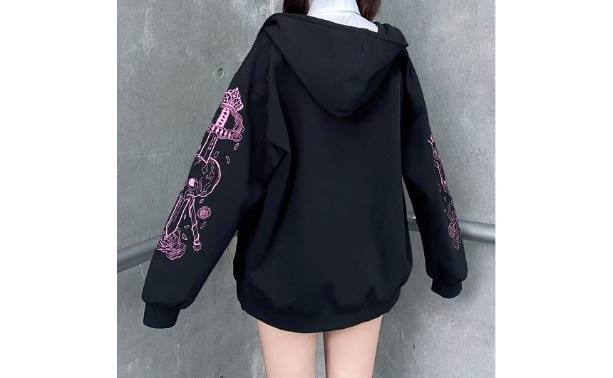 Jeshili - Hoodie met schedelprint en rits