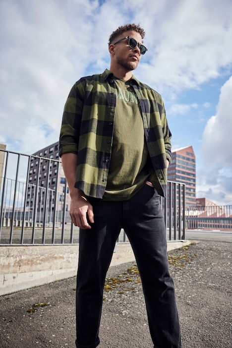 STHUGE Karo-Flanellhemd, Langarm, Modern Fit, Buttondown-Kragen, bis 8 XL
