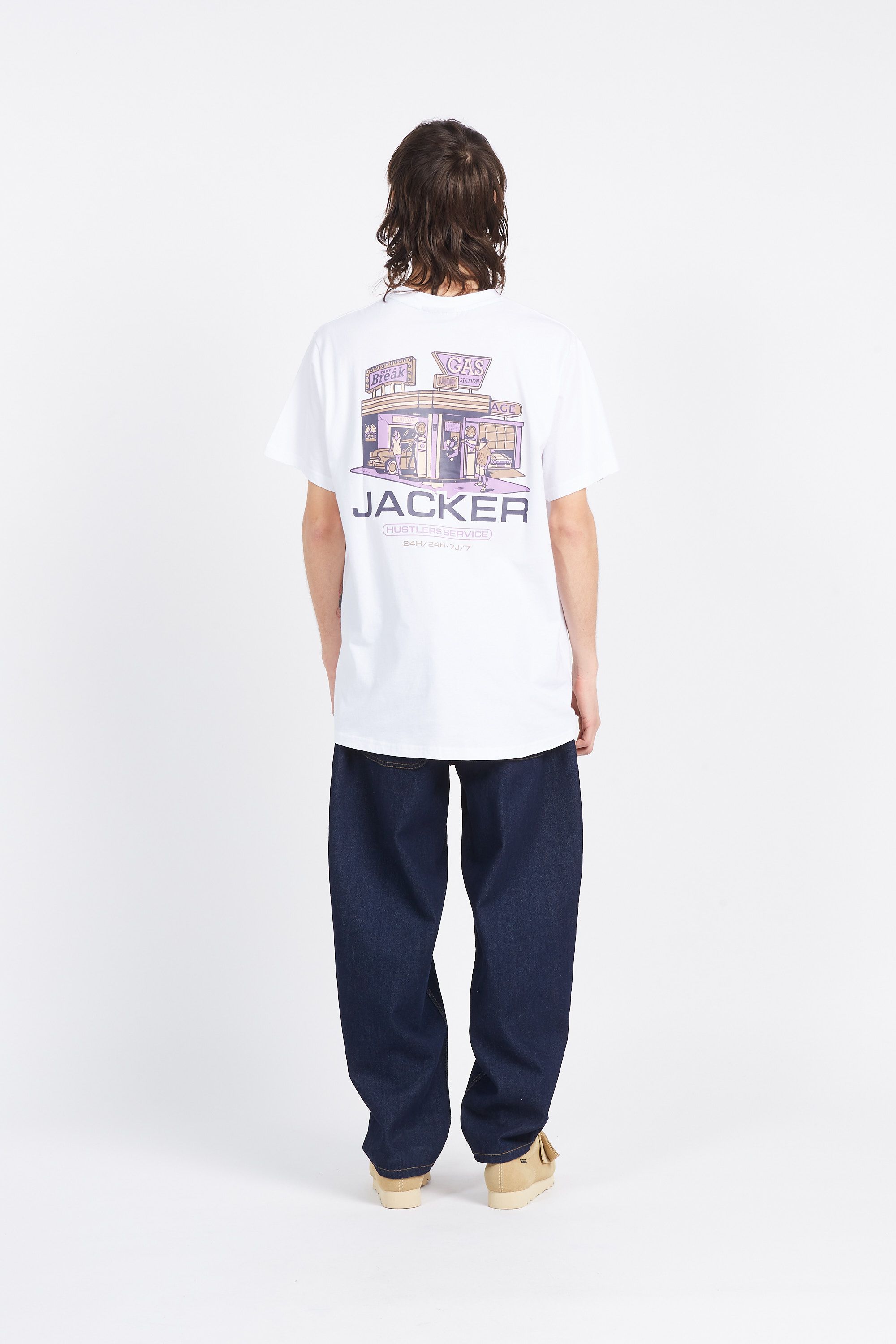 JACKER T-shirt  Hustler Service Blanc