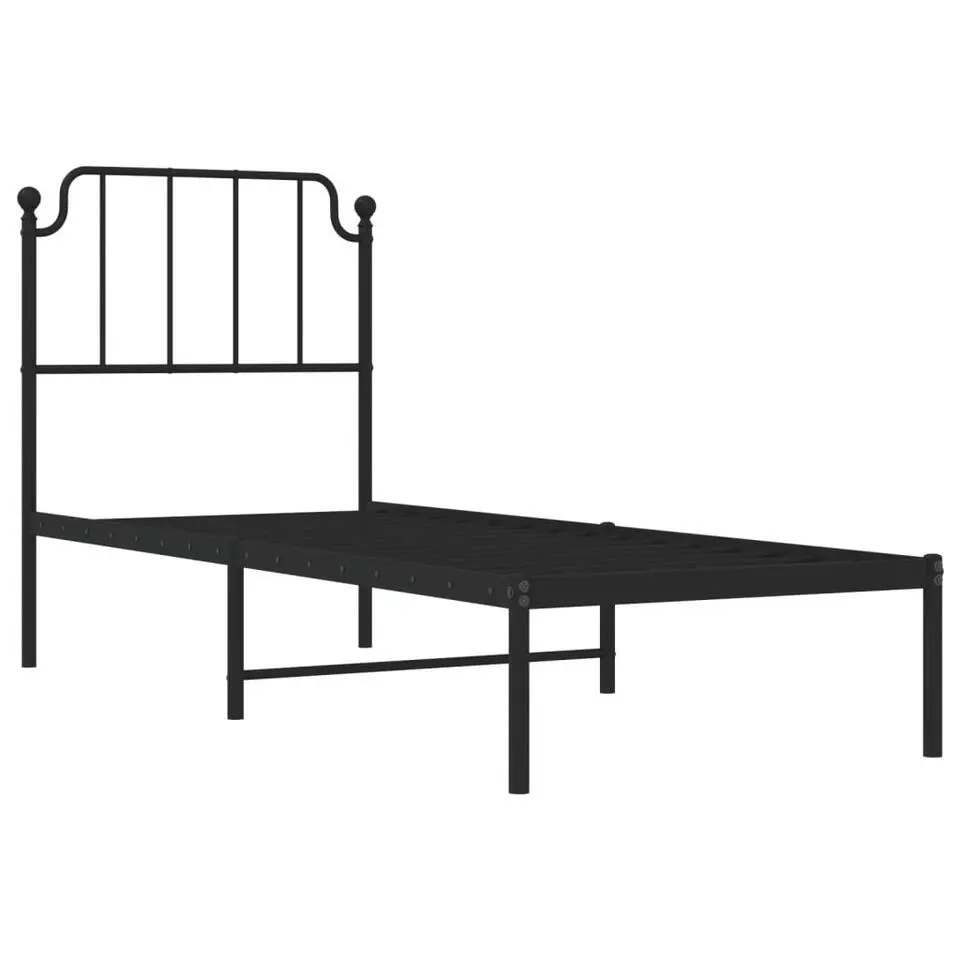 vidaXL - Metalen bed frame met hoofdbord - Zwart - 80x200 cm