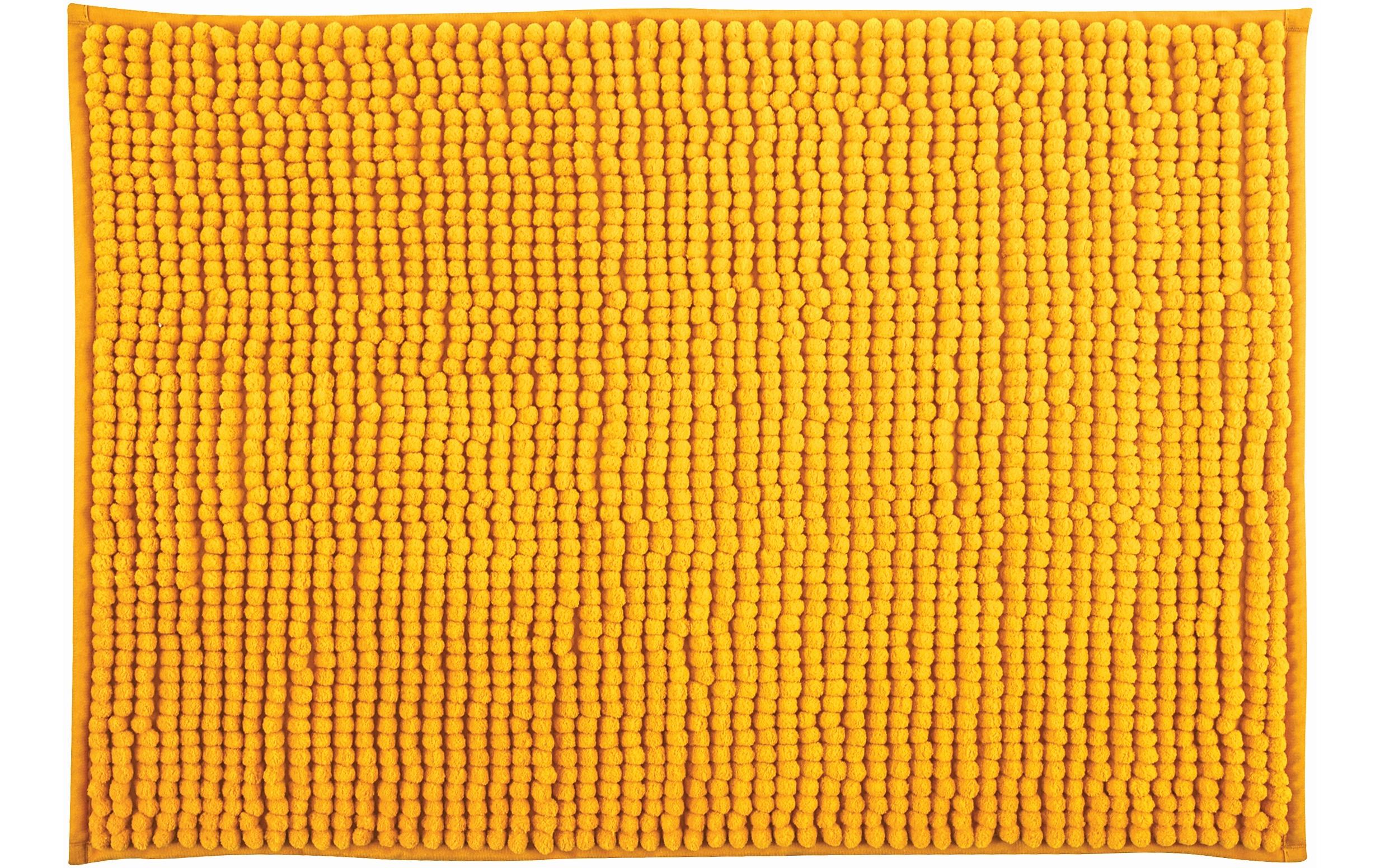 Badteppich Chenille 60 x 90 cm, SafranBadematte mit rutschfester Unterseite