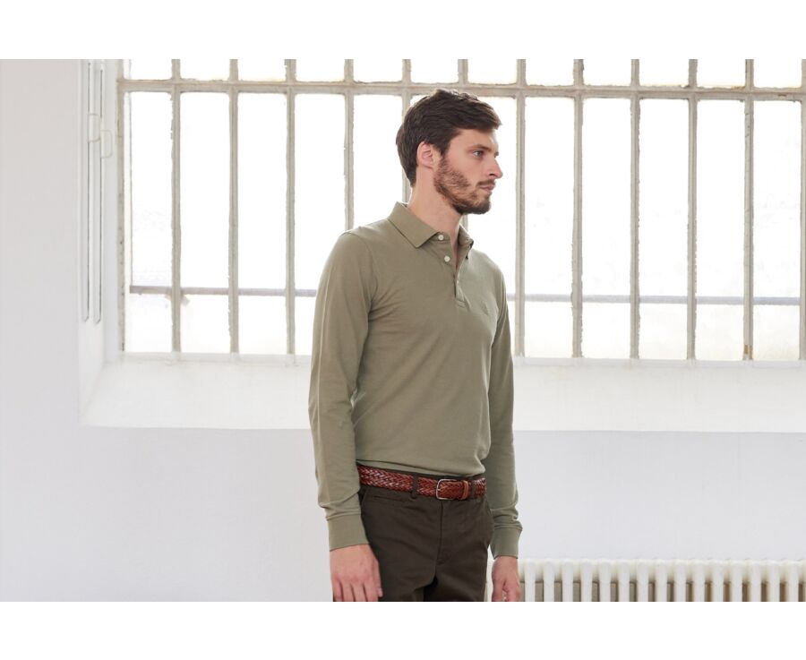 Polo manches longues homme Gris vert - ALEC II ML