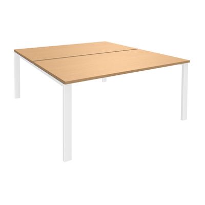Bureau Bench IRIS - L120 cm - Plan de départ - Pieds blanc - plateau imitation Hêtre