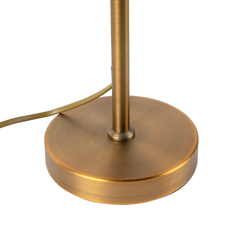 Bronze tafellamp met linnen kap wit 35cm - Parte