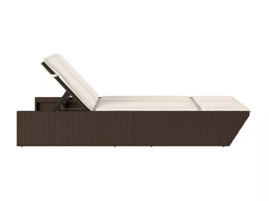 Chaise longue double avec coussins marron résine tressée